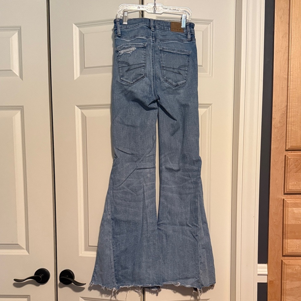 Women's Blue Flare Jeans - Picture 2 of 5